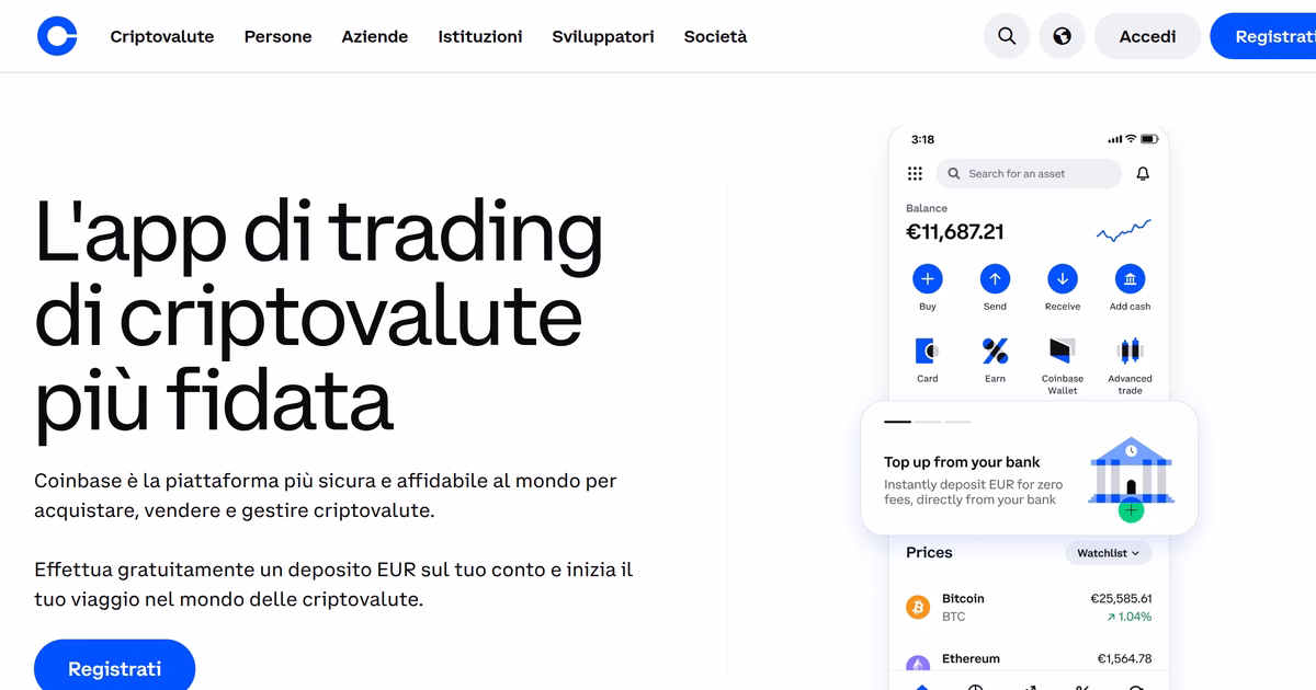 Copertina dell articolo Coinbase recensione: cosa si pu&ograve; automatizzare, quanto costa e quale licenza copre l'Italia