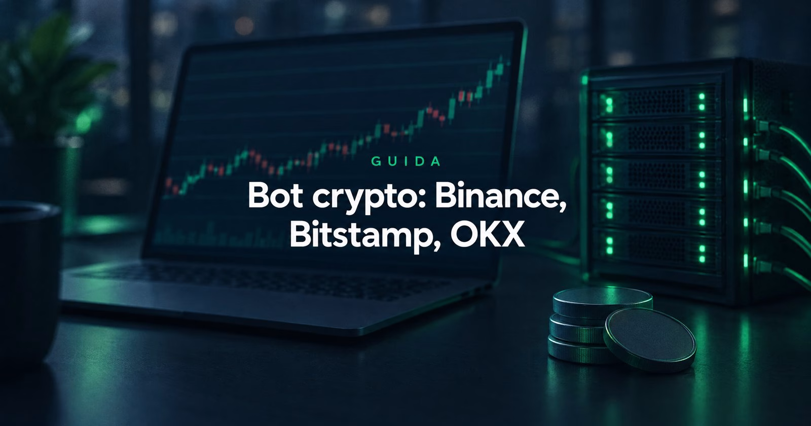 Trading automatico di criptovalute binance bitstamp okx copertina ab